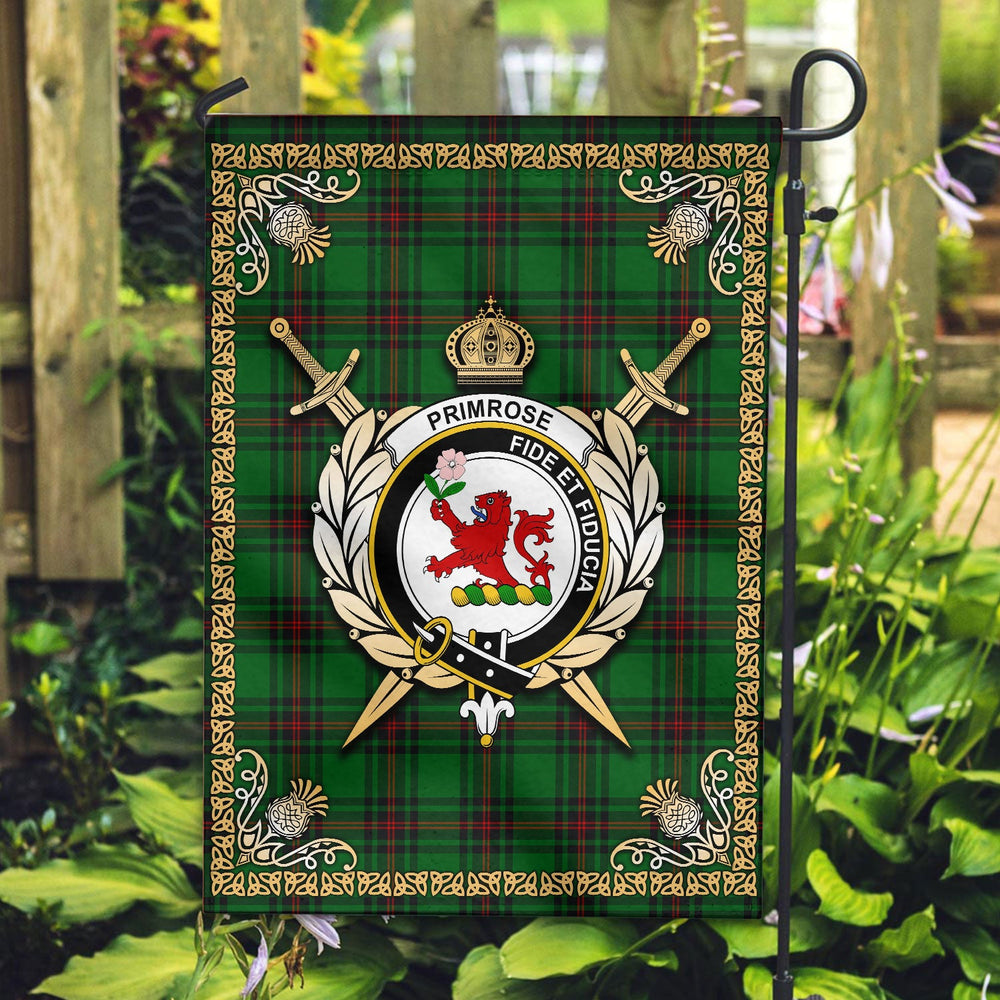 Clan Primrose Tartan Crest Garden Flag  - Celtic Thistle  BH28 Clan Primrose Tartan Today   
