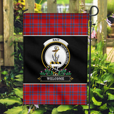 Clan Rait Tartan Crest Garden Flag - Welcome