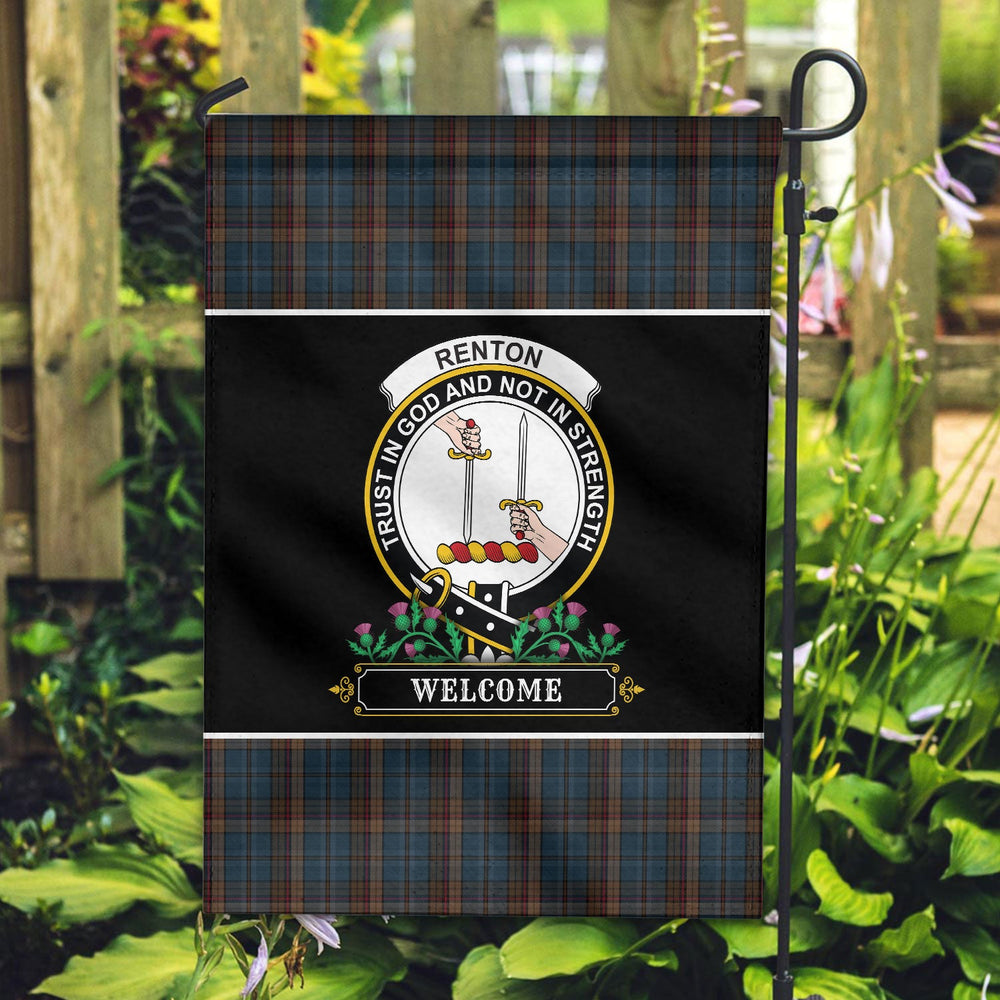 Clan Renton Tartan Crest Garden Flag  - Welcome  YV86 Clan Garden Tartan Today   