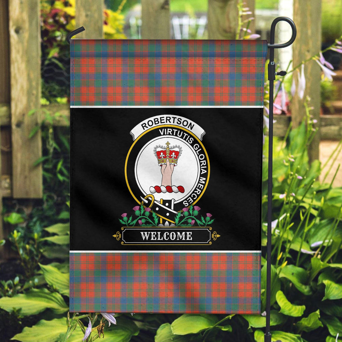 Clan Robertson Ancient Tartan Crest Garden Flag  - Welcome  EP95 Clan Robertson Tartan Today   