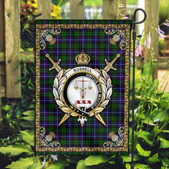 Clan Russell Modern Tartan Crest Garden Flag  - Celtic Thistle  ZO43 Clan Russell Tartan Today   