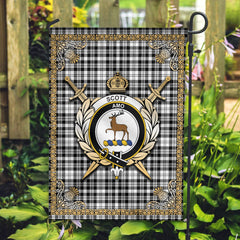Clan Scott Black & White Modern Tartan Crest Garden Flag  - Celtic Thistle  ED95 Clan Scott (Scott Tartan) Tartan Today   