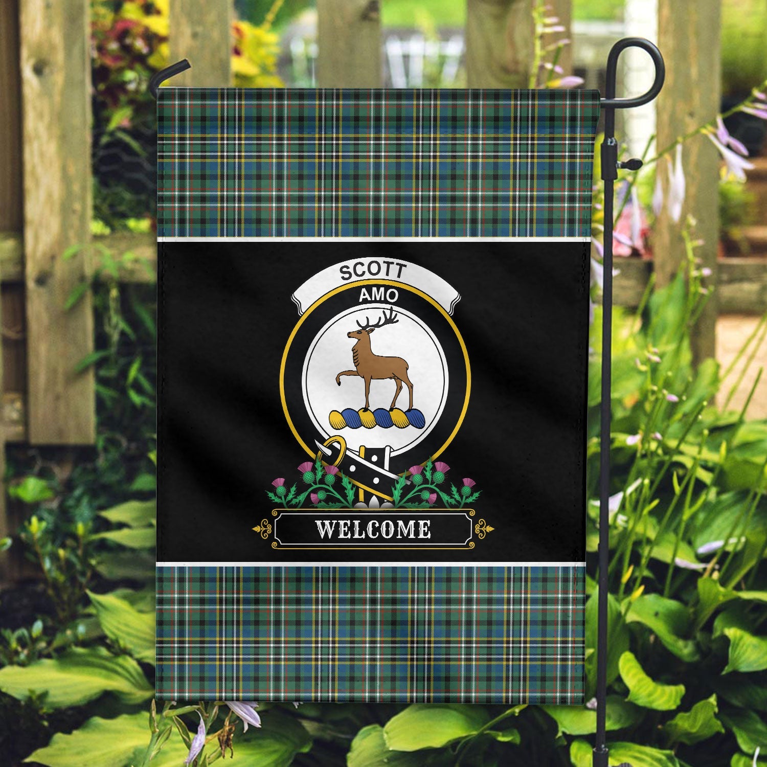 Clan Scott Green Ancient Tartan Crest Garden Flag  - Welcome  FJ43 Clan Scott (Scott Tartan) Tartan Today   