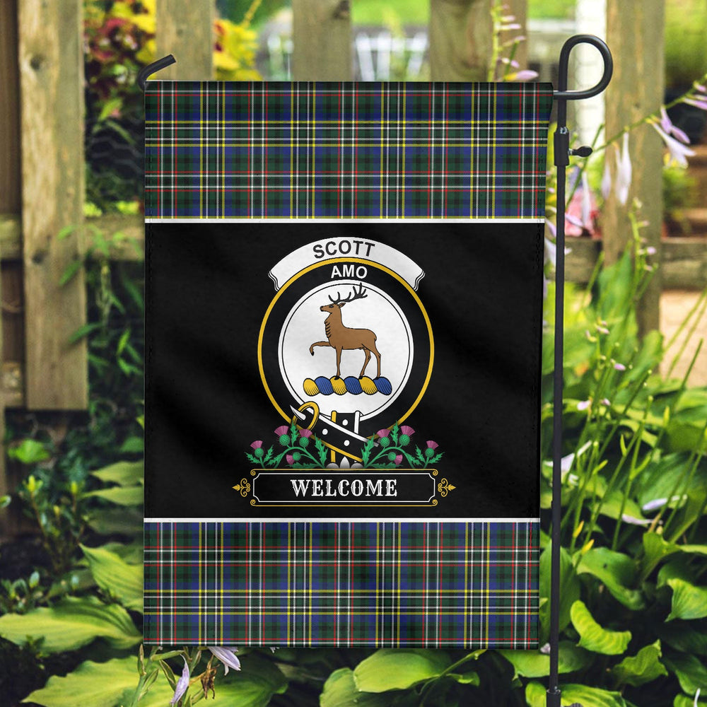 Clan Scott Green Modern Tartan Crest Garden Flag  - Welcome  TM84 Clan Scott (Scott Tartan) Tartan Today   