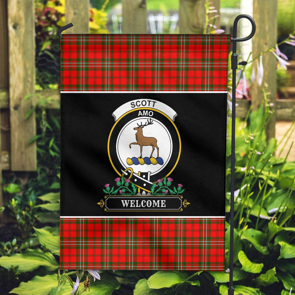 Clan Scott Modern Tartan Crest Garden Flag  - Welcome  HL43 Clan Scott (Scott Tartan) Tartan Today   