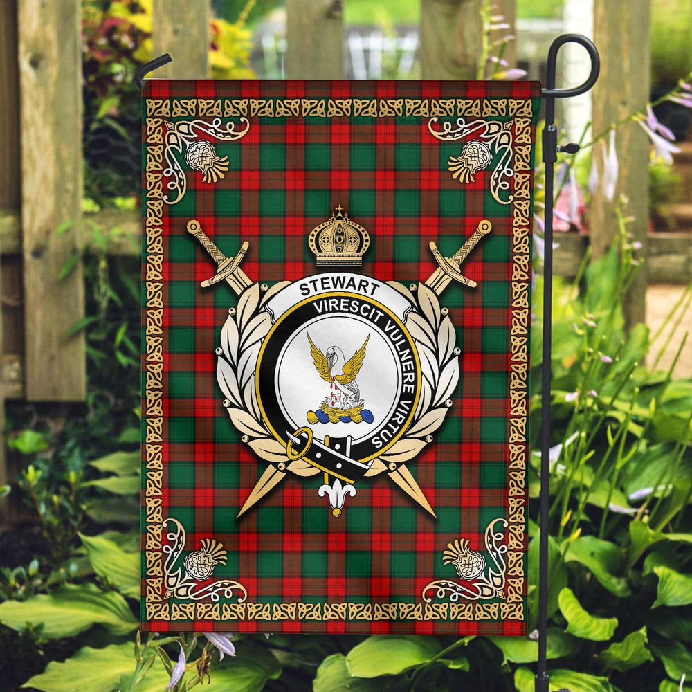 Clan Stewart Atholl Modern Tartan Crest Garden Flag  - Celtic Thistle  JR47 Clan Stewart Tartan Today   