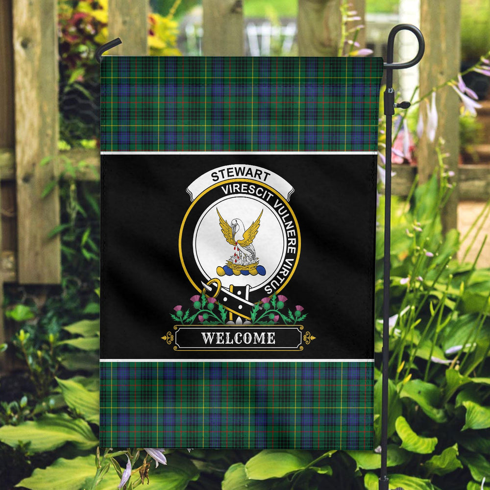 Clan Stewart Hunting Modern Tartan Crest Garden Flag  - Welcome  NE79 Clan Stewart Tartan Today   