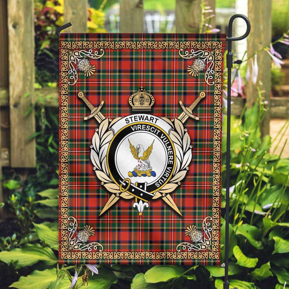 Clan Stewart Royal Modern Tartan Crest Garden Flag  - Celtic Thistle  DS48 Clan Stewart Tartan Today   