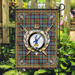 Clan Stirling (of Cadder-Present Chief) Tartan Crest Garden Flag  - Celtic Thistle  DU11 Clan Stirling Tartan Today   