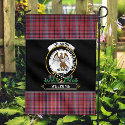 Clan Straiton Tartan Crest Garden Flag - Welcome