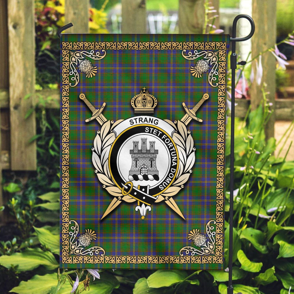 Clan Strang (or Strange) Tartan Crest Garden Flag  - Celtic Thistle  VH38 Clan Strange Tartan Today   