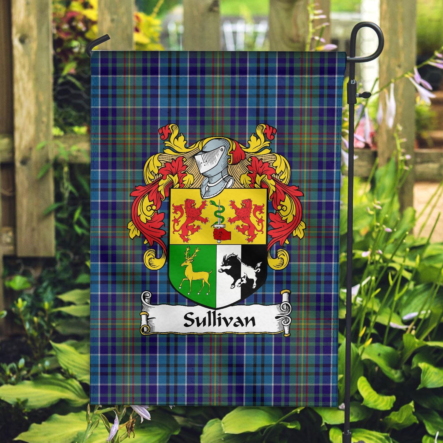 Clan Sullivan Tartan Crest Garden Flag RQ16 Clan Garden Tartan Today   