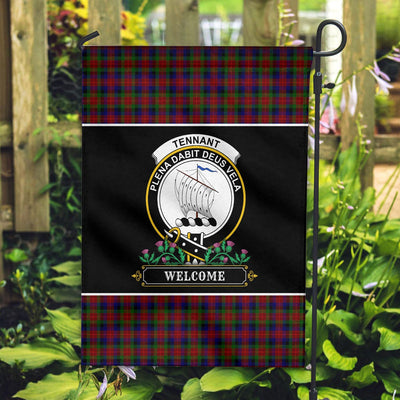 Clan Tennant Tartan Crest Garden Flag - Welcome