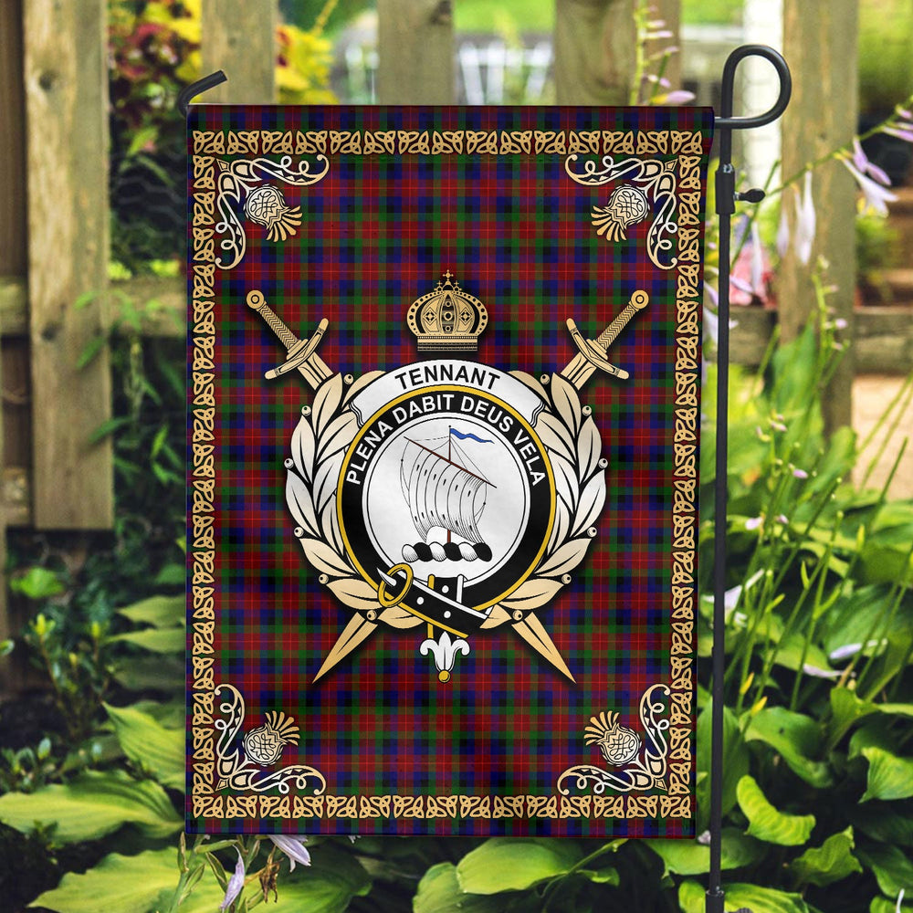 Clan Tennant Tartan Crest Garden Flag  - Celtic Thistle  IQ13 Clan Tennant Tartan Today   