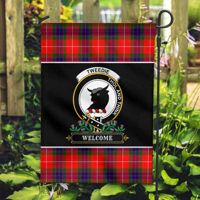 Clan Tweedie Tartan Crest Garden Flag - Welcome