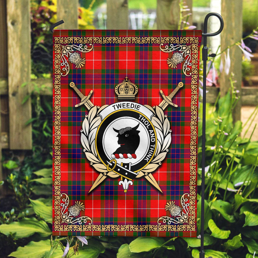 Clan Tweedie Tartan Crest Garden Flag  - Celtic Thistle  KA53 Clan Tweedie Tartan Today   