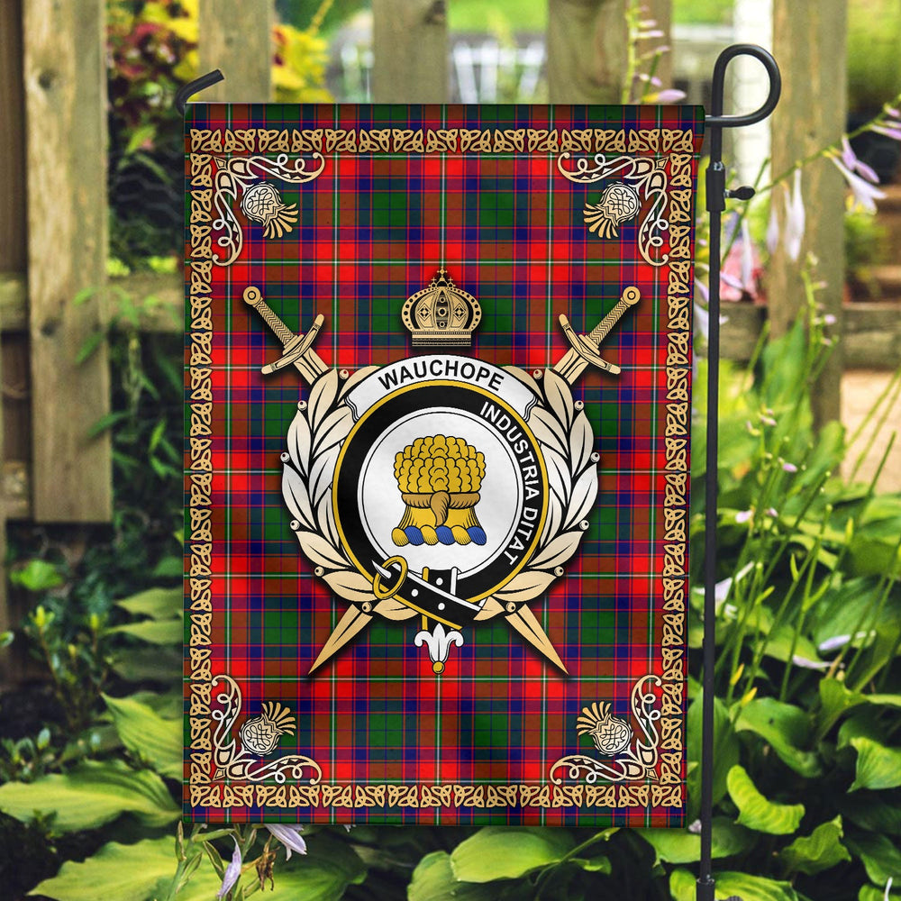 Clan Wauchope (or Waugh) Tartan Crest Garden Flag  - Celtic Thistle  AC82 Clan Wauchope Tartan Today   