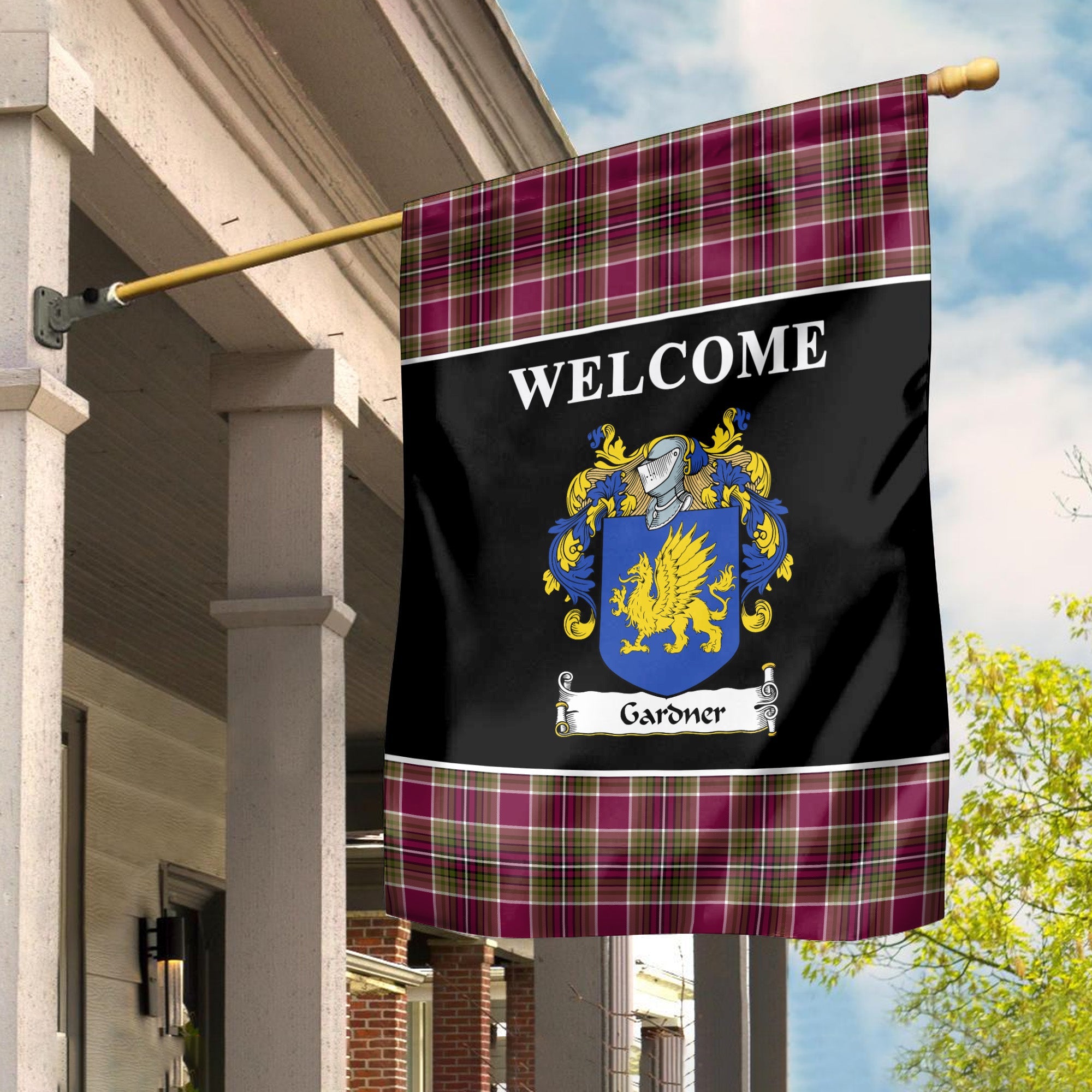 Clan Gardner Tartan Crest Black Garden Flag VS63 Clan Garden Tartan Today   