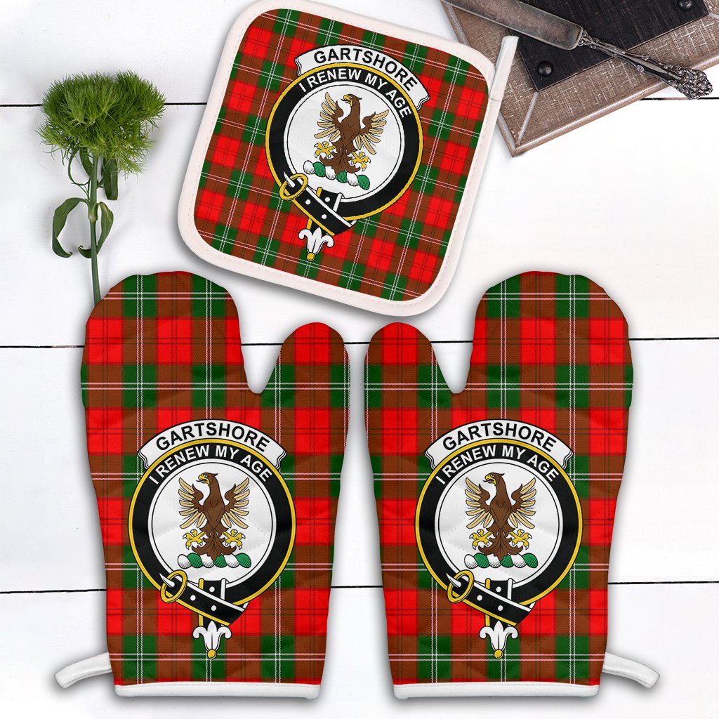 Clan Gartshore Tartan Crest Oven Mitt And Pot Holder (2 Oven Mitts + 1 Pot Holder) MO67 Clan Gartshore Tartan Today   
