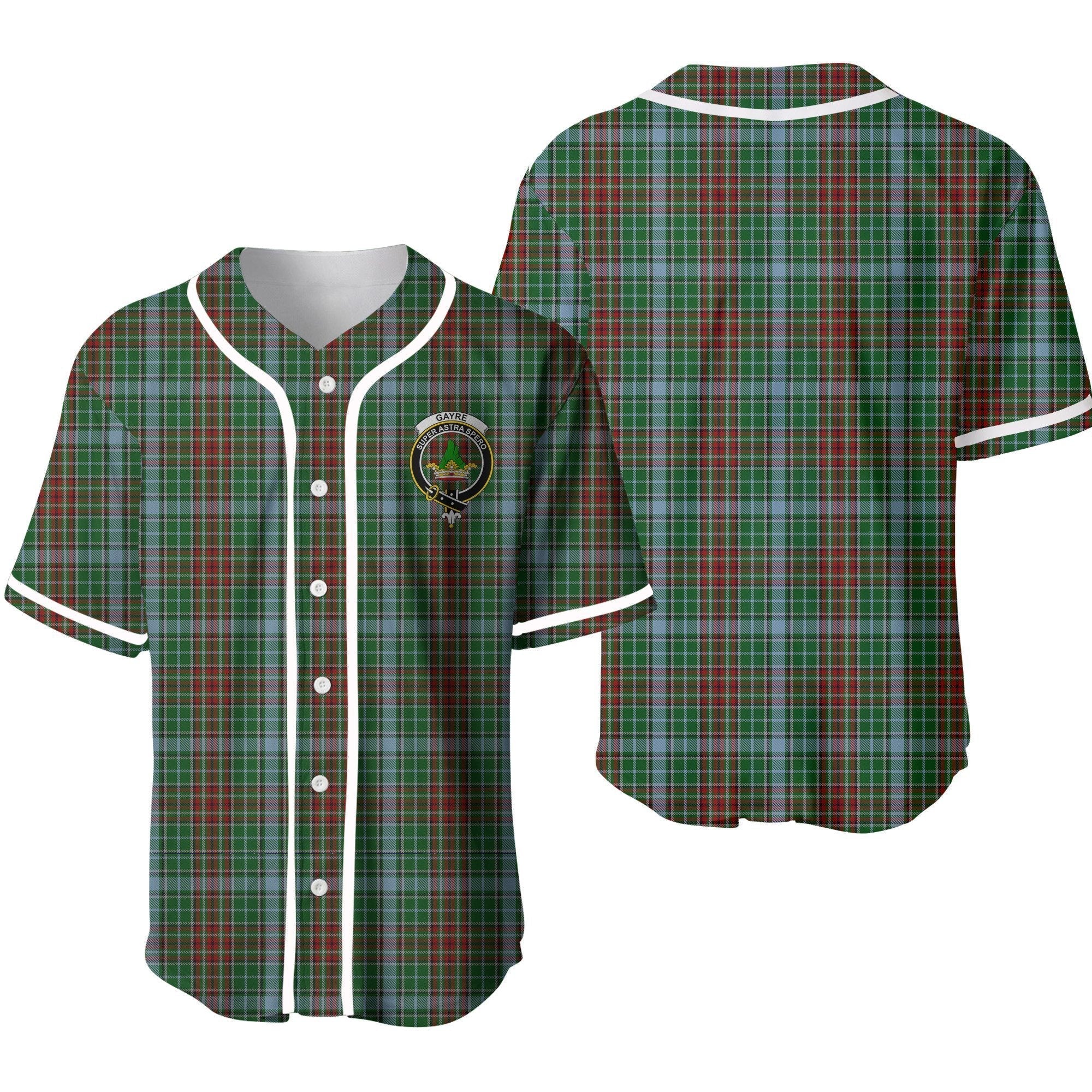 Clan Gayre Tartan Unisex Baseball Jersey HK99IP70 Clan Gayre Tartan Today   