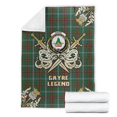 Clan Gayre Tartan Gold Courage Symbol Blanket