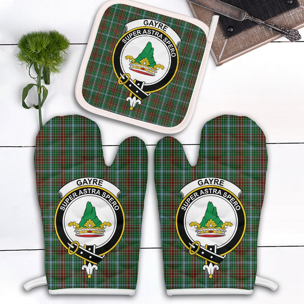 Clan Gayre Tartan Crest Oven Mitt And Pot Holder (2 Oven Mitts + 1 Pot Holder) UF55 Clan Gayre Tartan Today   