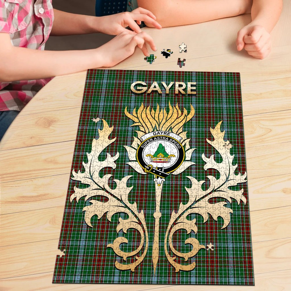 Clan Gayre Tartan Crest Thistle Jigsaw Puzzles Gift For Family DW27 Clan Gayre Tartan Today   