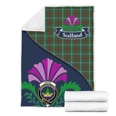 Clan Gayre Tartan Crest Premium Blanket Thistle Style