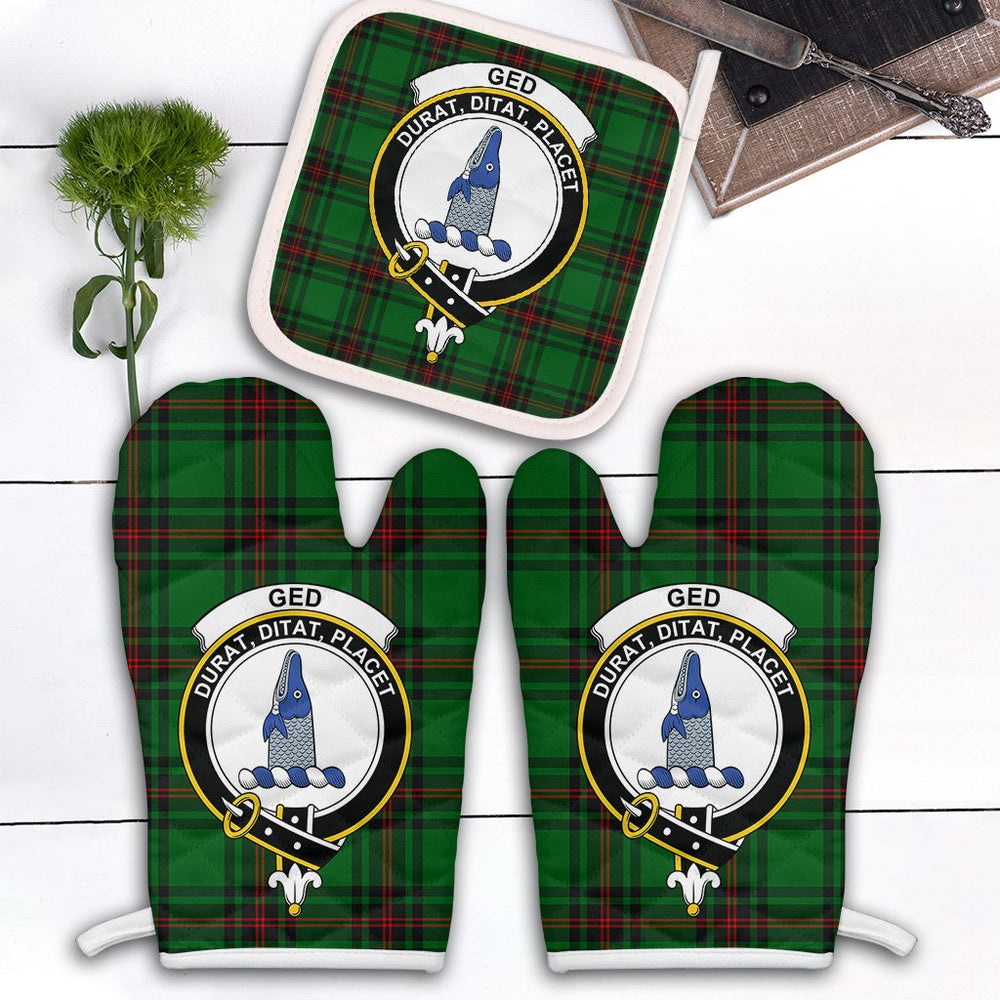 Clan Ged Tartan Crest Oven Mitt And Pot Holder (2 Oven Mitts + 1 Pot Holder) BR34 Clan Ged Tartan Today   
