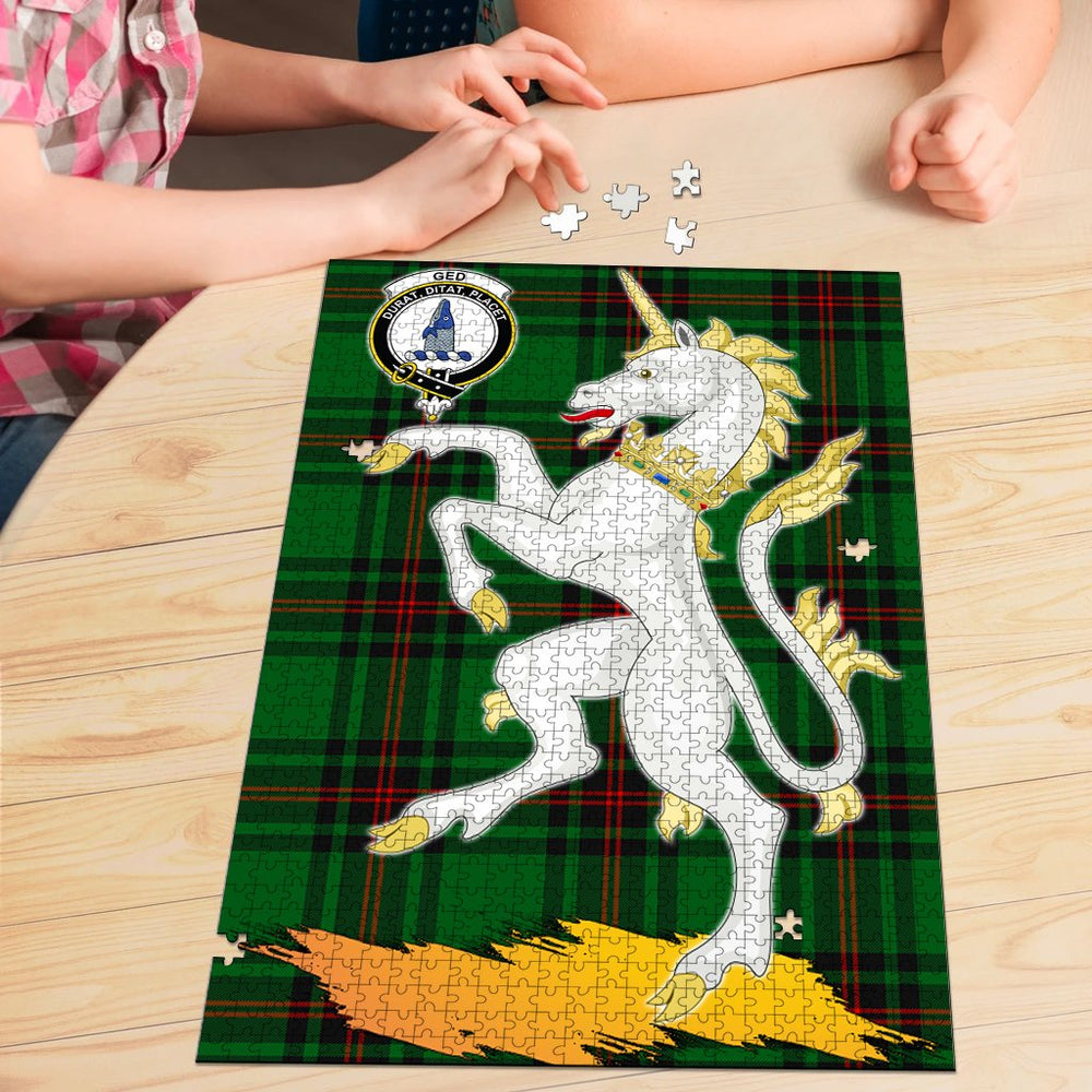 Clan Ged Tartan Crest Unicorn Scotland Jigsaw Puzzles Gift For Family CM28 Clan Ged Tartan Today   
