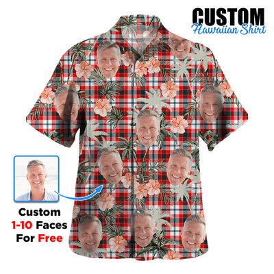 Clan Glasgow District Tartan Custom Face Hawaiian Shirt – Unisex Gift for Family Members, Summer Party IQ21