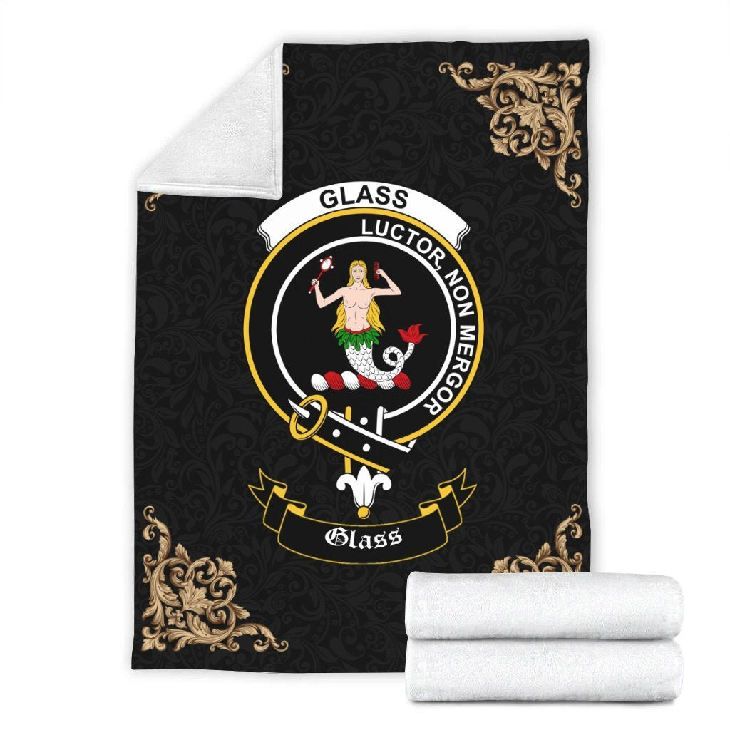 Clan Glass Crest Tartan Premium Blanket Black HM39 Clan Glass Tartan Today   