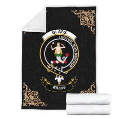 Clan Glass Crest Tartan Premium Blanket Black HM39 Clan Glass Tartan Today   