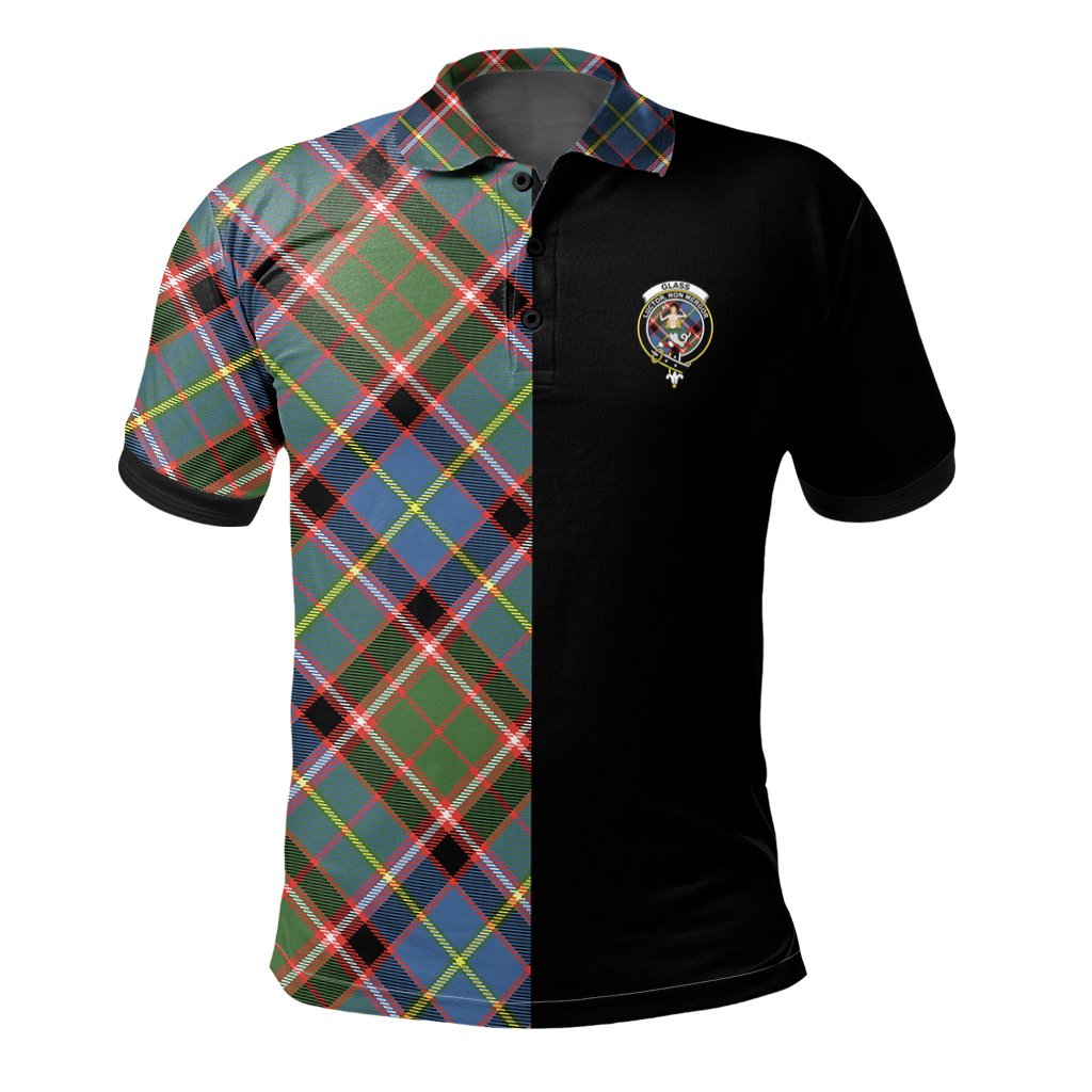 Clan Glass Tartan Polo Shirt Half of Me - Cross Style FC69 Glass Tartan Tartan Polo   