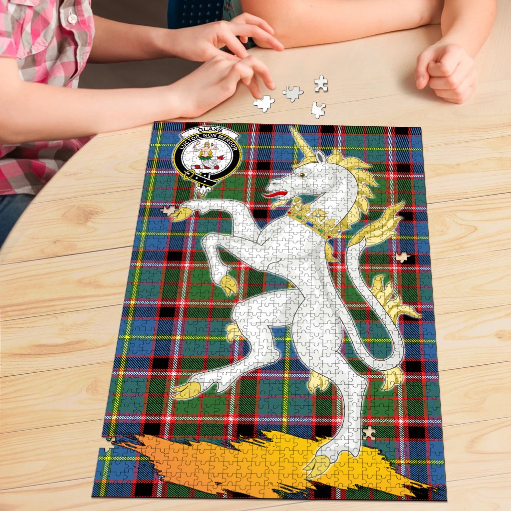 Clan Glass Tartan Crest Unicorn Scotland Jigsaw Puzzles Gift For Family GI95 Clan Glass Tartan Today   