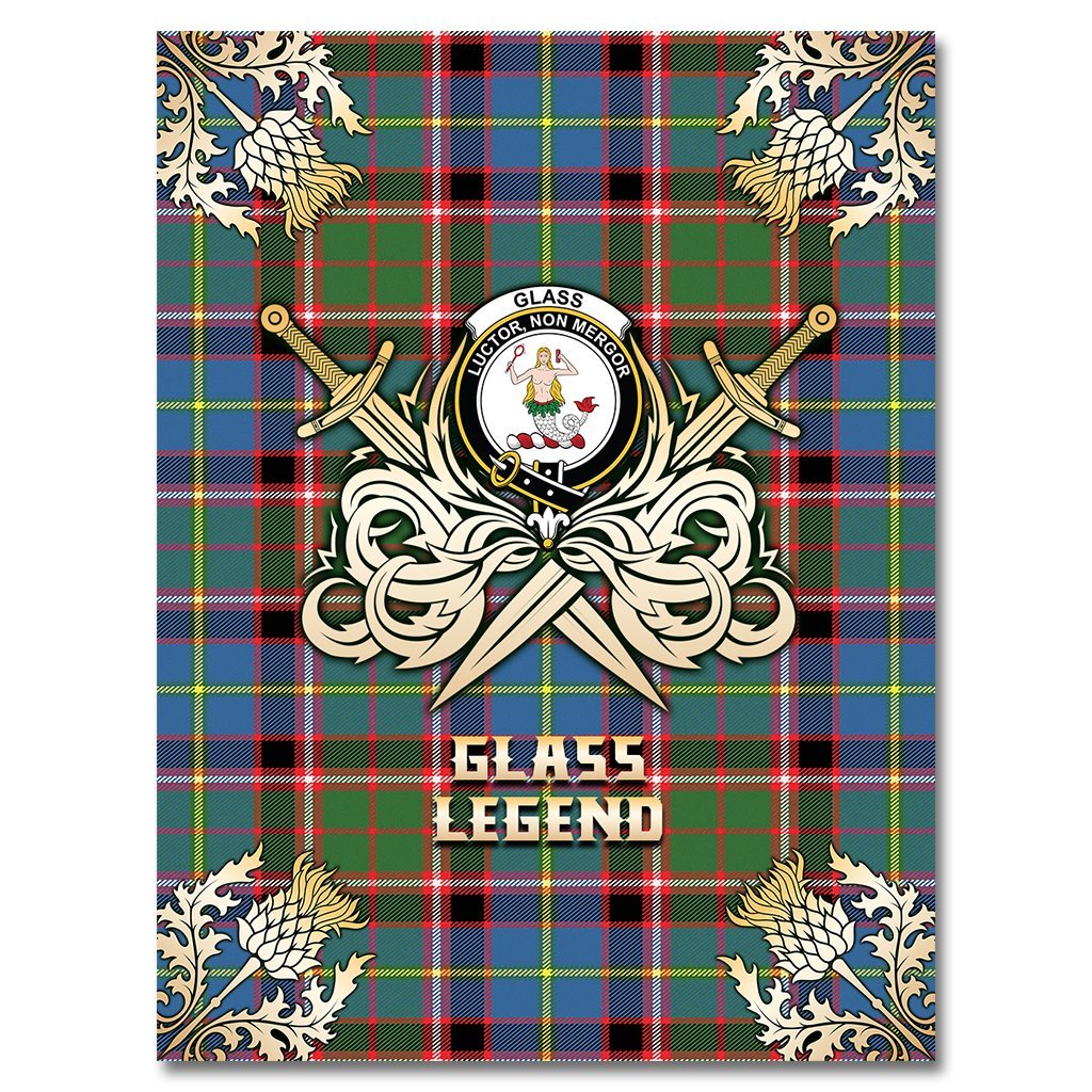 Clan Glass Tartan Gold Courage Symbol Blanket NG38 Clan Glass Tartan Today   