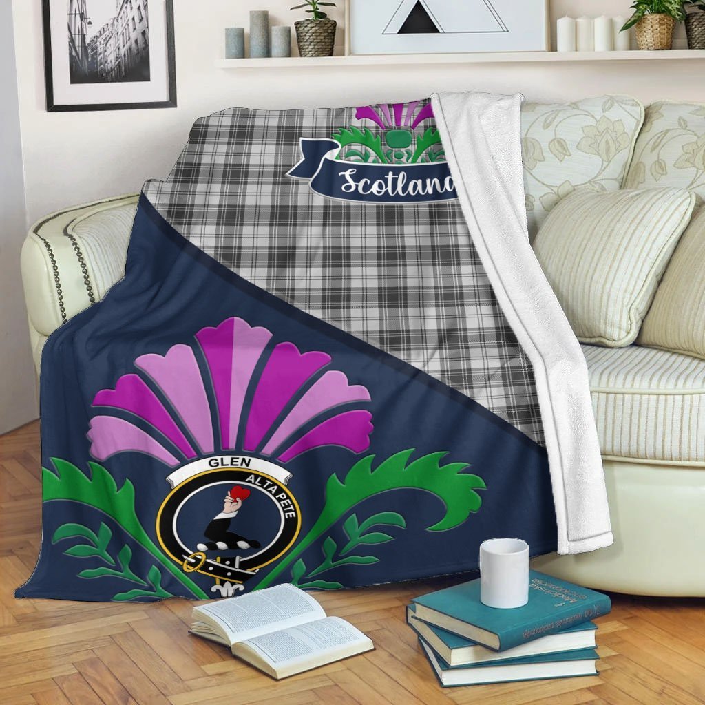 Clan Glen Tartan Crest Premium Blanket Thistle Style LO98 Clan Glen Tartan Today   
