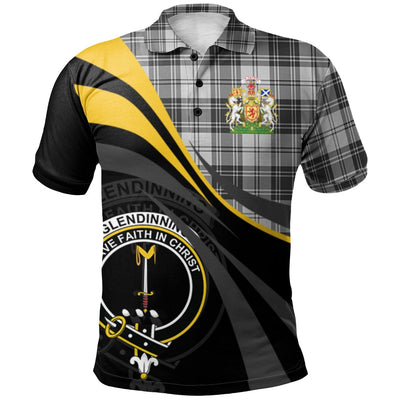 Clan Glendinning Tartan Polo Shirt - Royal Coat Of Arms Style