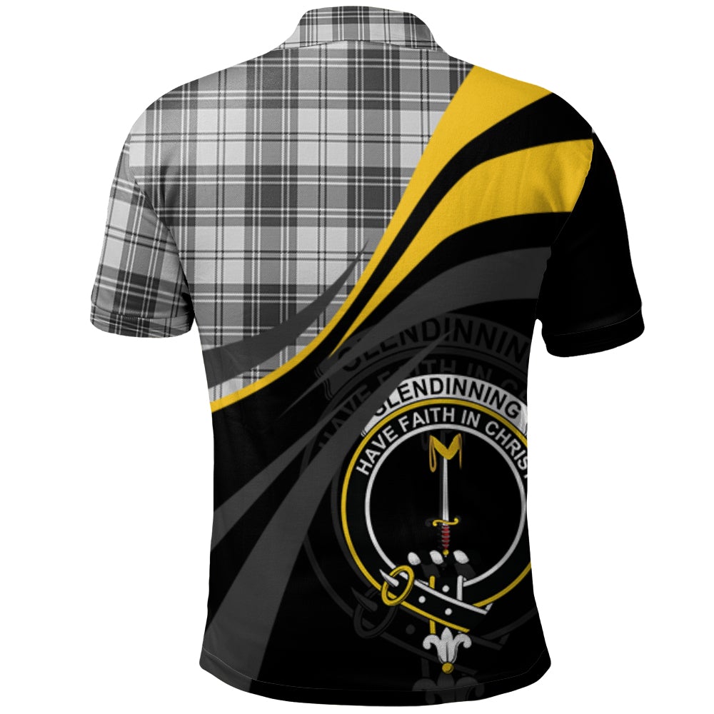 Clan Glendinning Tartan Polo Shirt - Royal Coat Of Arms Style FF18 Glendinning Tartan Tartan Polo   