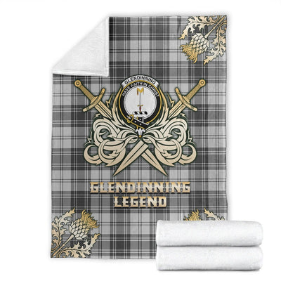 Clan Glendinning Tartan Gold Courage Symbol Blanket