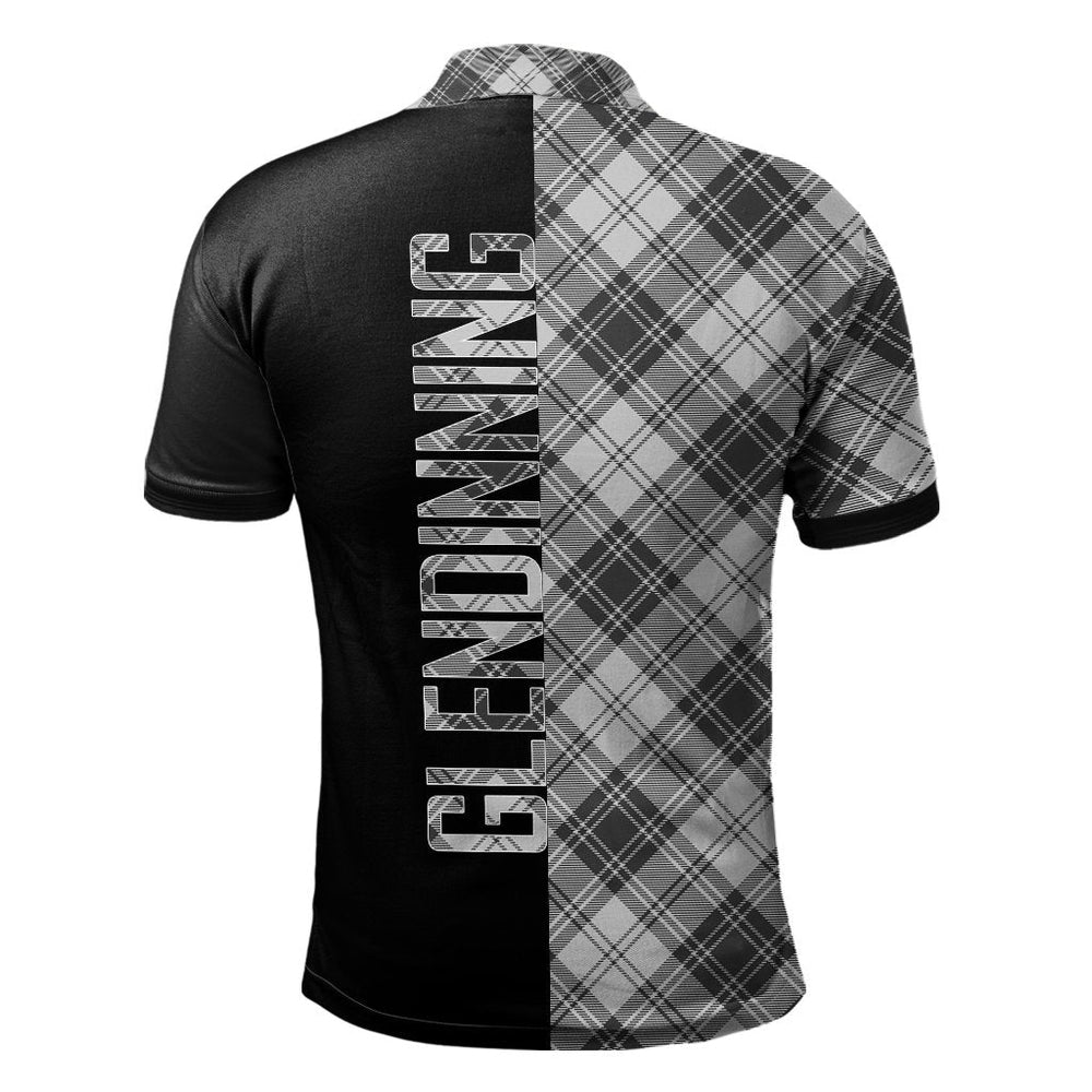 Clan Glendinning Tartan Polo Shirt Half of Me - Cross Style RX91 Glendinning Tartan Tartan Polo   
