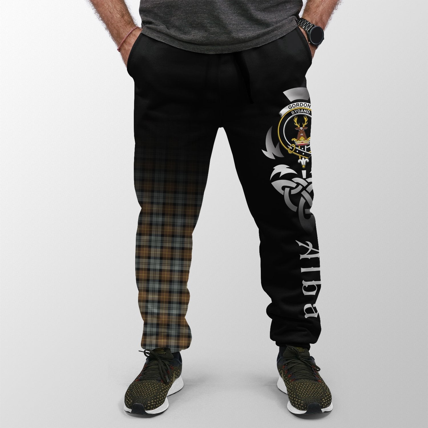 Clan Gordon Weathered Tartan Crest Jogger Sweatpants  Alba Celtic Style XP84 Clan Gordon Tartan Today   