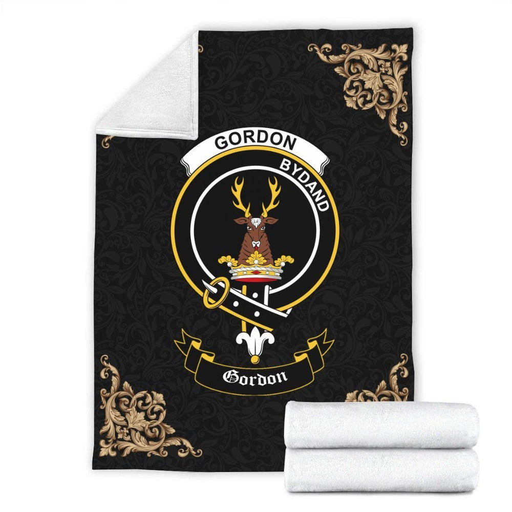 Clan Gordon Crest Tartan Premium Blanket Black WY65 Clan Gordon Tartan Today   