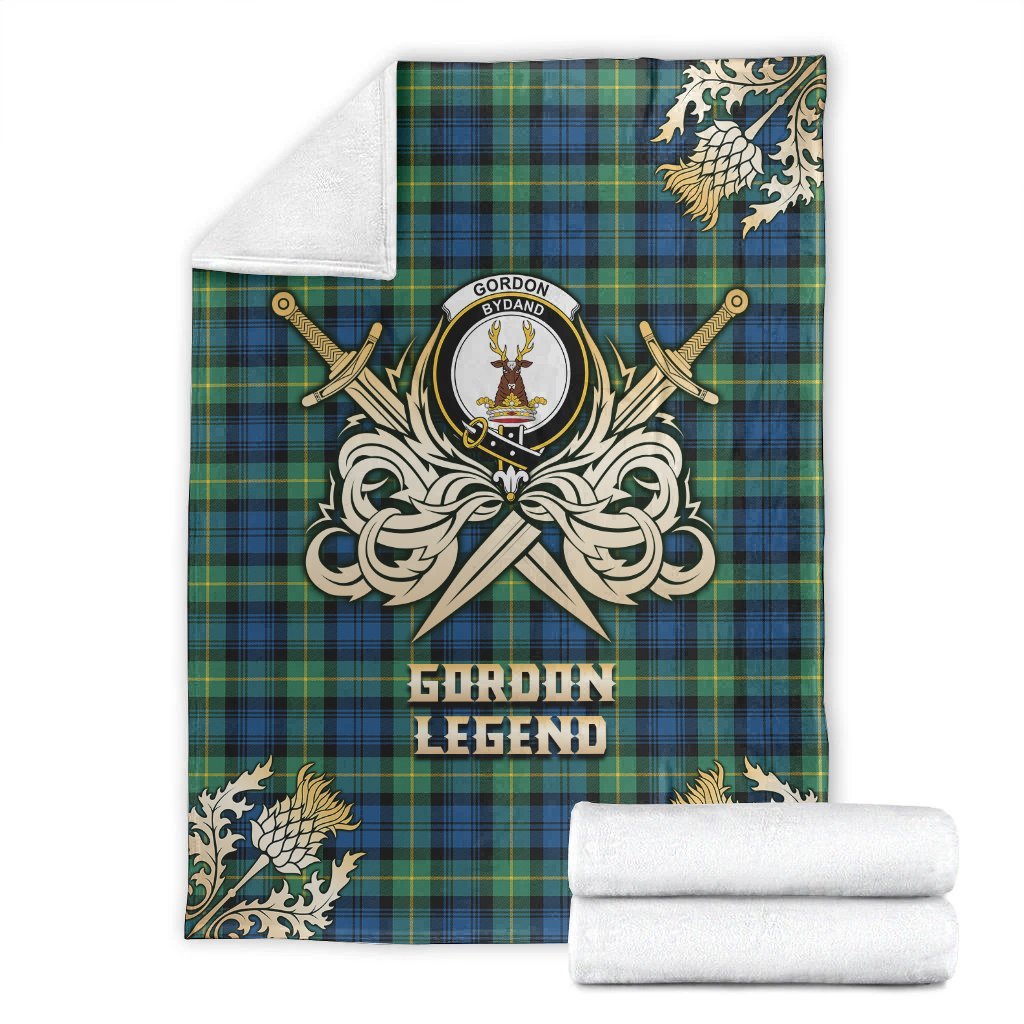 Clan Gordon Ancient Tartan Gold Courage Symbol Blanket YO69 Clan Gordon Tartan Today   