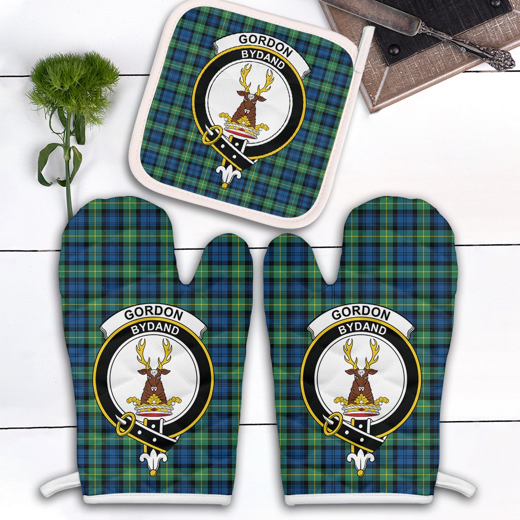 Clan Gordon Ancient Tartan Crest Oven Mitt And Pot Holder (2 Oven Mitts + 1 Pot Holder) RL87 Clan Gordon Tartan Today   