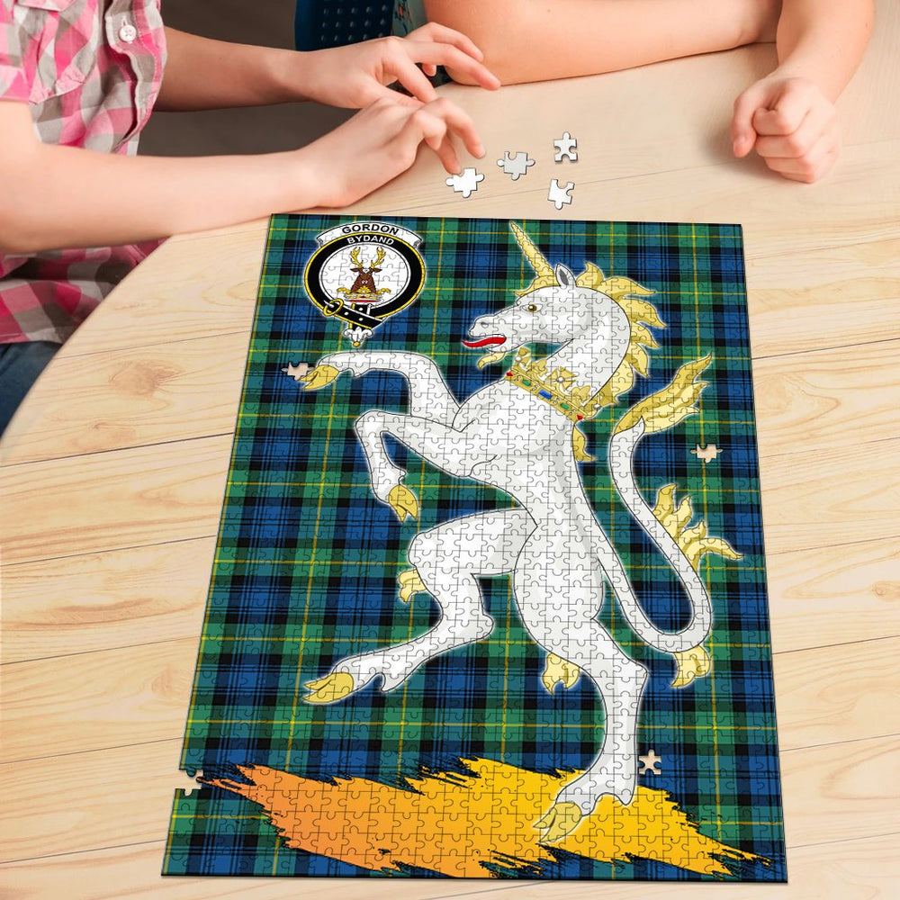 Clan Gordon Ancient Tartan Crest Unicorn Scotland Jigsaw Puzzles Gift For Family AL37 Clan Gordon Tartan Today   
