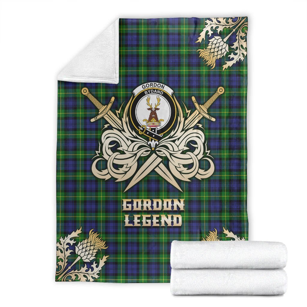 Clan Gordon Modern Tartan Gold Courage Symbol Blanket YQ51 Clan Gordon Tartan Today   