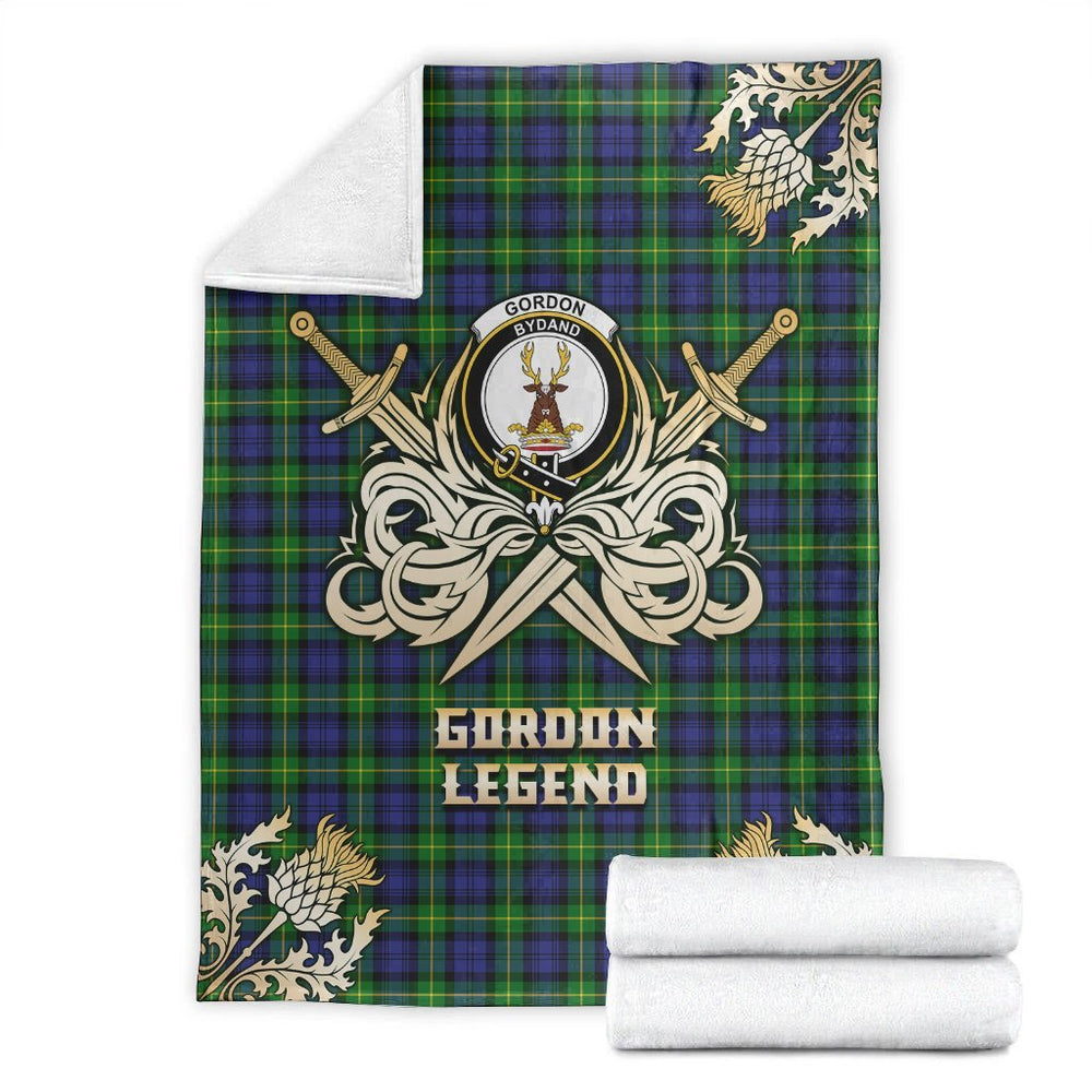 Clan Gordon Modern Tartan Gold Courage Symbol Blanket YQ51 Clan Gordon Tartan Today   