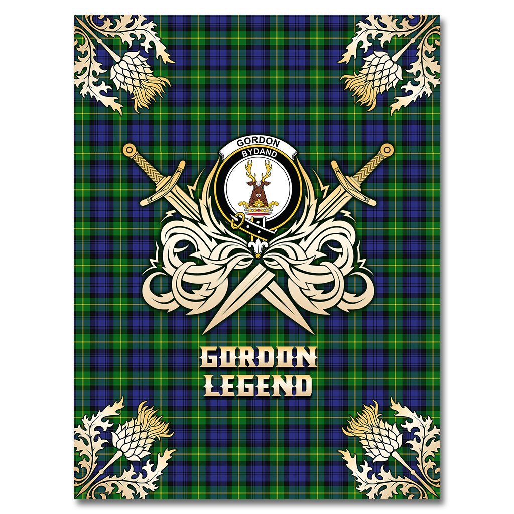 Clan Gordon Modern Tartan Gold Courage Symbol Blanket YQ51 Clan Gordon Tartan Today   