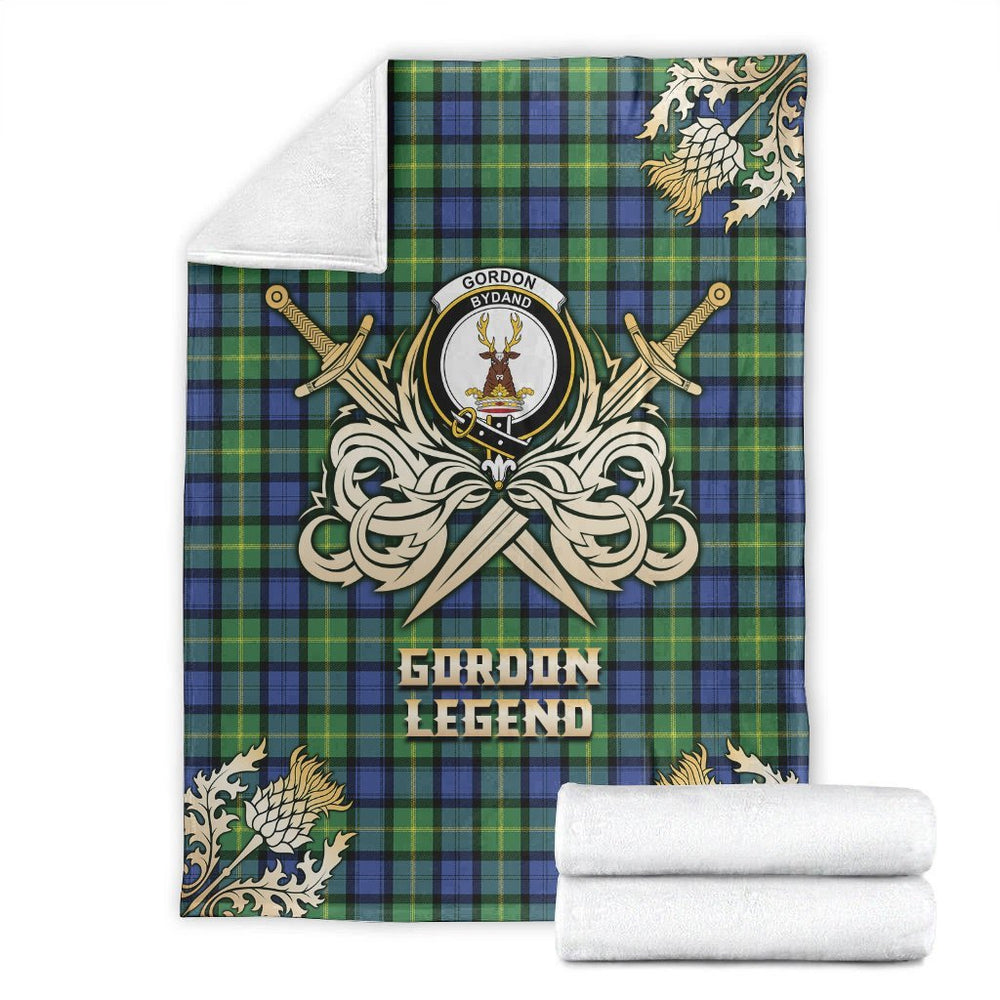 Clan Gordon Old Ancient Tartan Gold Courage Symbol Blanket DX24 Clan Gordon Tartan Today   